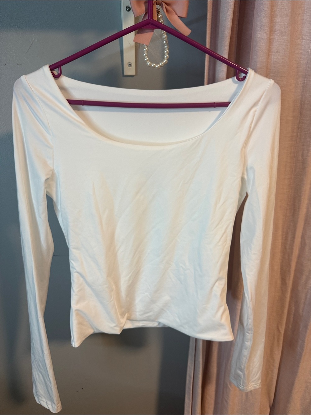 Princess Polly White Long Sleeve Scoop Neck Top